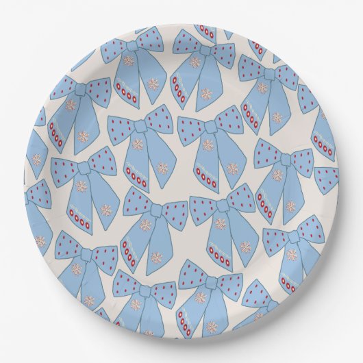 Blue Bows Coquette Papieren Bordje (Voorkant)