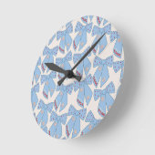 Blue Bows Coquette Ronde Klok (Hoek)