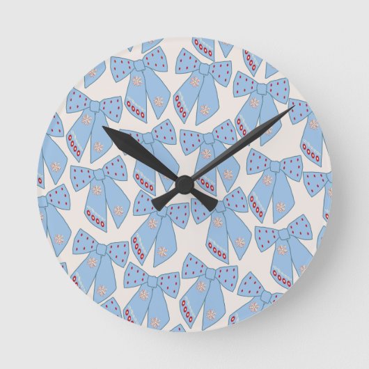 Blue Bows Coquette Ronde Klok (Voorkant)