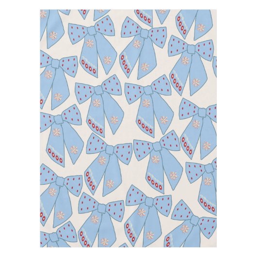 Blue Bows Coquette Tafelkleed (Voorkant)