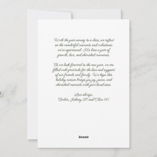 Blue Bows en Holly Garland One-Photo Kerstmis Feestdagenkaart (Achterkant)