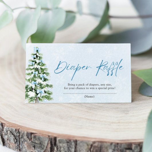 Blue Bows Kerstboom Luier Raffle Baby shower Informatiekaartje