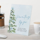 Blue Bows Kerstboom Ouder Tips Pot Spel Reclamebord Met Voetstuk (Insitu)