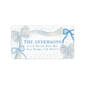 Blue Bows Kerstvakantie Retouradres Etiket (Voorkant)