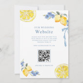 Blue Bows & Lemons Italian QR Code Wedding Kaart (Achterkant)