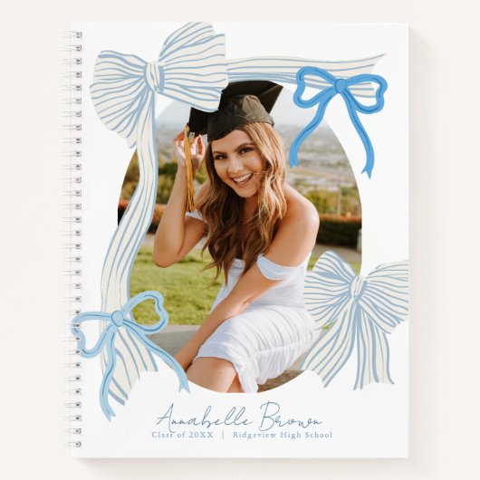 Blue Bows Photo Graduation Guest Book Notitieboek (Voorkant)