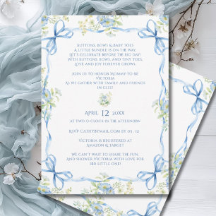 Blue Bows Ribbons & Floral Lijst Baby shower Kaart