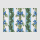 BLUE BOWS STRIPES & GREEN GARLAND TISSUEPAPIER (Voorkant)