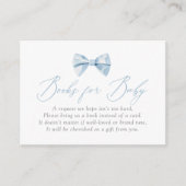 Blue Bowtie Baby shower Boeken voor Baby Informatiekaartje (Voorkant)