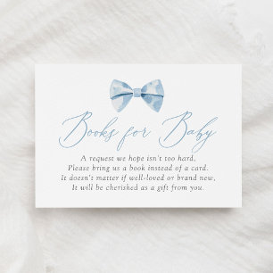 Blue Bowtie Baby shower Boeken voor Baby Informatiekaartje