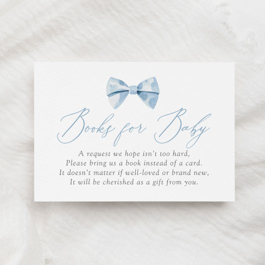 Blue Bowtie Baby shower Boeken voor Baby Informatiekaartje