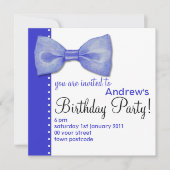 Blue BowTie Birthday Uitnodiging (Voorkant)