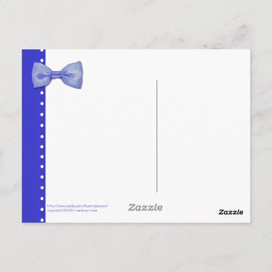 Blue Bowtie blauw Briefkaart (Achterkant)