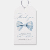Blue Bowtie Boy Baby shower Cadeaulabel (Voorkant)