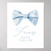 Blue Bowtie Boy Baby shower Favorieten Sign Poster (Voorkant)
