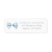 Blue Bowtie Boy Baby shower retouradres Etiket (Voorkant)