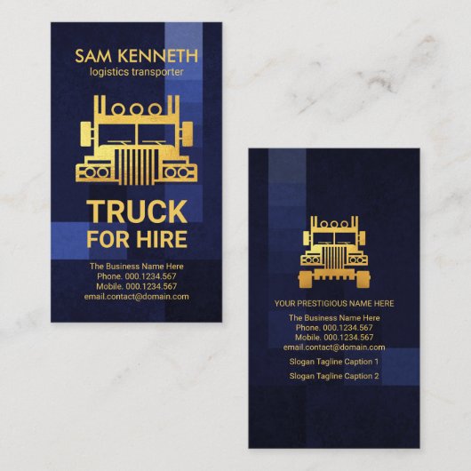 Blue Box Grunge Gold Front Facing Transport Visitekaartje (Voorkant / Achterkant)