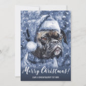 Blue Boxer Honden Kerstmis Feestdagenkaart (Voorkant)