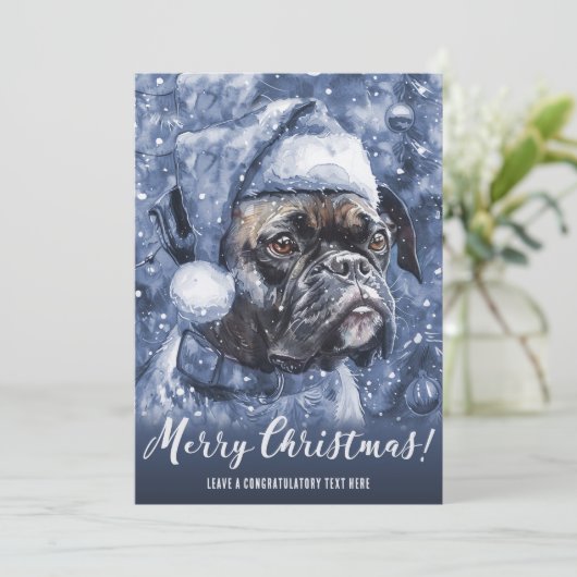 Blue Boxer Honden Kerstmis Feestdagenkaart (Staand voorkant)