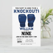 Blue Boxing Handschoenen Kids Verjaardagsfeest Kno Kaart (Staand voorkant)