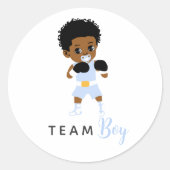 Blue Boxing Team Boy Sticker for Gender Reveal (Voorkant)