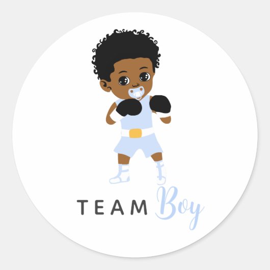 Blue Boxing Team Boy Sticker for Gender Reveal (Voorkant)