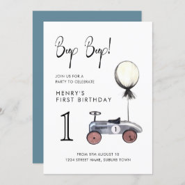 Blue Boy 1st Birthday  Race Car Kaart