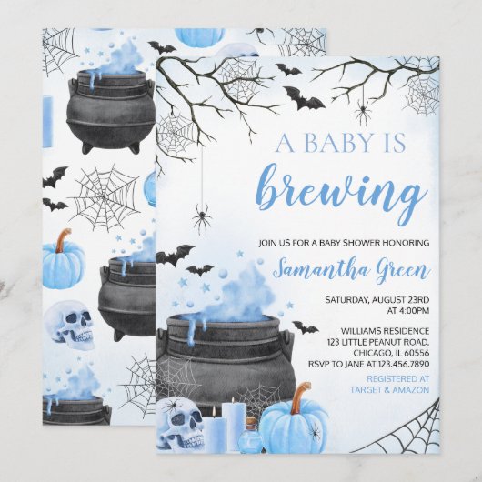 Blue Boy A Baby maakt Halloween-Baby shower Kaart (Voorkant / Achterkant)