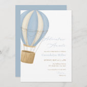 Blue Boy Adventure wacht op Baby shower uitnodigin Kaart (Voorkant / Achterkant)