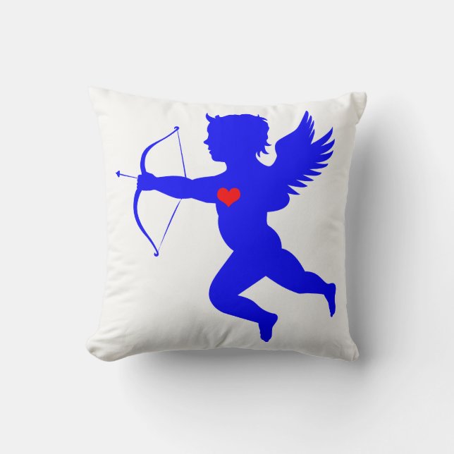 Blue Boy Angel Red Heart Sierkussen (Voorkant)