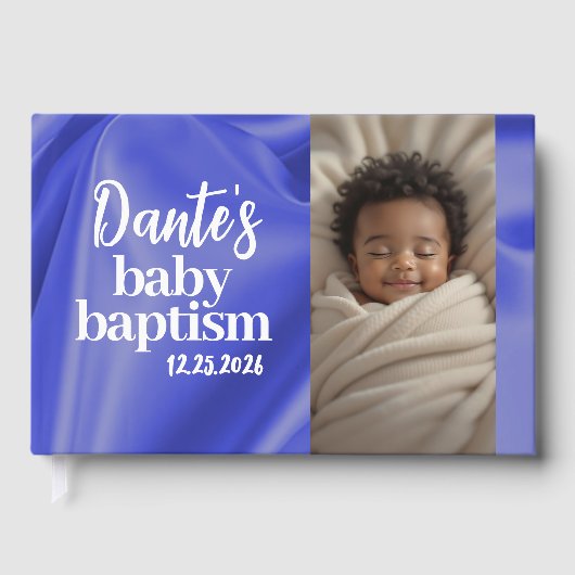 Blue Boy Baby Baptism Christening Guest Book Gastenboek (Voorkant)
