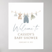 Blue Boy Baby Clothes Baby Shower Welcome Sign Poster (Voorkant)