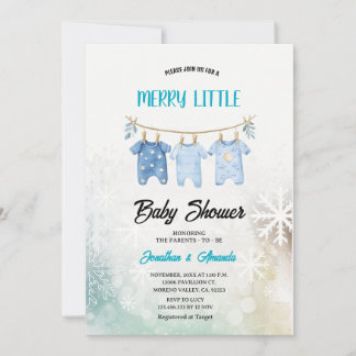 Blue Boy Baby Clothes Christmas Baby Shower  Kaart