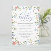 Blue Boy Baby in Bloom Baby shower Kaart (Staand voorkant)