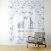 Blue Boy Baby shower Banner Safari Toile Wandkleed (In situ)