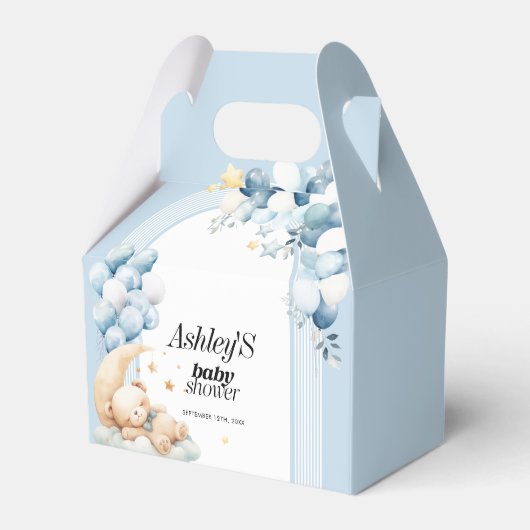 Blue Boy Baby shower Beren en ballonnen Favor Box Bedankdoosjes (Voorkant Zijde)