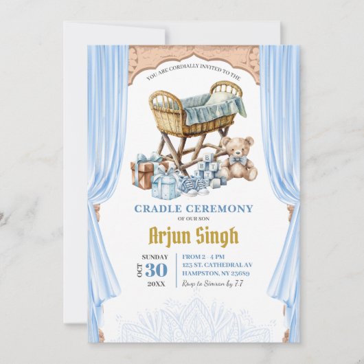 Blue Boy Baby shower Cradle Ceremony Kaart (Voorkant)