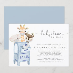Blue Boy Baby shower door gemaskerde babydieren pe Kaart
