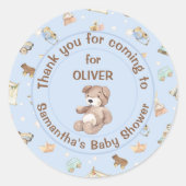 Blue Boy Baby shower Favor Ronde Sticker (Voorkant)