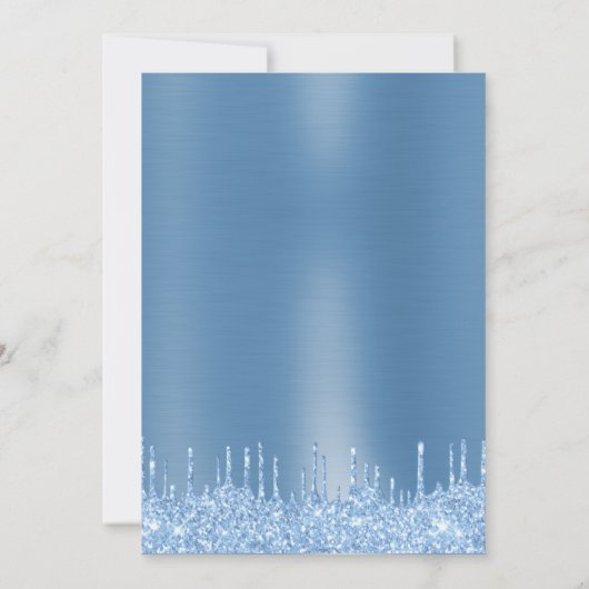 Blue Boy Baby shower Glitter Drip Baby Feet Invita Kaart (Achterkant)