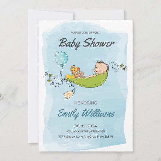 Blue Boy Baby shower, het is een Baby shower Kaart (Voorkant)