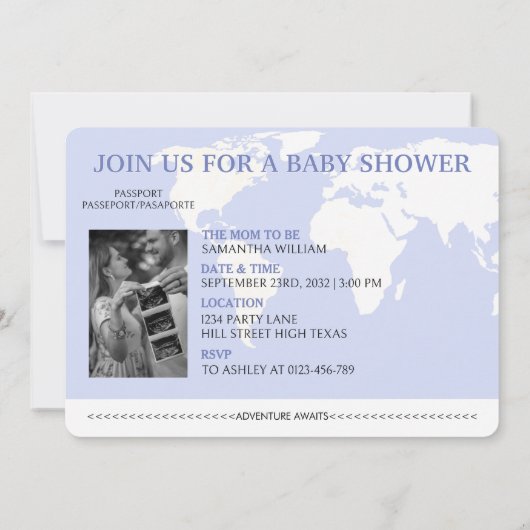 Blue Boy Baby shower Invitation Kaart (Achterkant)
