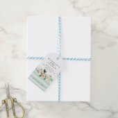 Blue Boy baby shower labels met blozende bloemen Cadeaulabel (Met Touw)