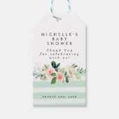 Blue Boy baby shower labels met blozende bloemen Cadeaulabel (Voorkant)