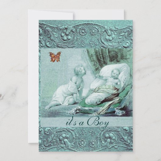 BLUE BOY BABY SHOWER MET BUTTERFLY Champagne Kaart (Voorkant)