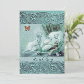 BLUE BOY BABY SHOWER MET BUTTERFLY Champagne Kaart (Staand voorkant)