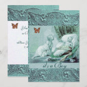 BLUE BOY BABY SHOWER MET BUTTERFLY Champagne Kaart (Voorkant / Achterkant)