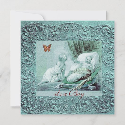 BLUE BOY BABY SHOWER MET BUTTERFLY Champagne Kaart (Voorkant)