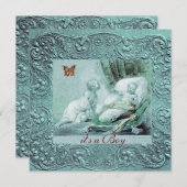 BLUE BOY BABY SHOWER MET BUTTERFLY Champagne Kaart (Voorkant / Achterkant)