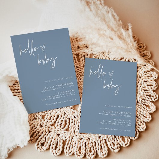 Blue Boy Baby shower | Modern Blue Boy Invitation Kaart